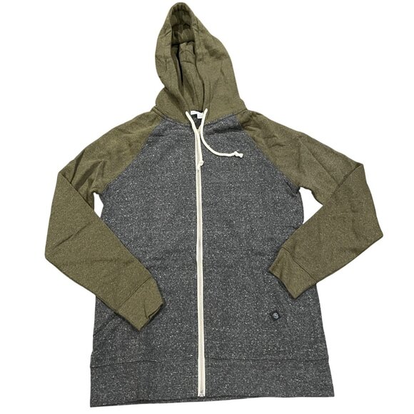 NWT Threads 4 Thought Mens Sz XS Raglan Hoodie Full Zip Gray Olive Green Pockets - Picture 1 of 9